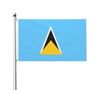 Drapeau de Sainte-Lucie imprimé double face, 9,6 x 1,5 m, léger et résistant aux couleurs avec boutonnières, idéal pour les fêtes en plein air et les jardins.