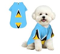 Drapeau de Sainte-Lucie L Chemise hawaïenne pour petits chiens - Tenue d'été mignonne pour la plage pour chiot - Vêtement doux et respirant avec boutons