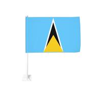 Drapeau de Sainte-Lucie pour voiture avec clip pour fenêtre extérieure - 30 x 45 cm - Double face - Décoration de voiture