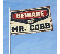 Drapeau de salle de sport « Beware of Mr. Cobb » - Drapeaux amusants pour chambre, décoration de bière pour homme (60 x 90 cm)