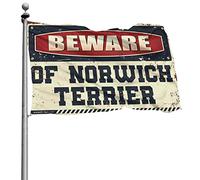 Drapeau de salle de sport « Beware of Norwich Terrier » - Drapeaux amusants pour chambre, décoration de bière pour caverne d'homme (30 x 45 cm)