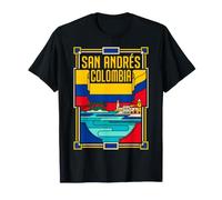 Drapeau de San Andres Colombie Phare de l'île des Caraïbes rétro T-Shirt