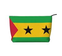 Drapeau de Sao Tomé et Principe avec fermeture éclair en velours côtelé Sac de maquillage multifonction Organisateur 22 x 7 x 17 cm pour voyage, camping, vacances, fitness, Noir , Taille unique