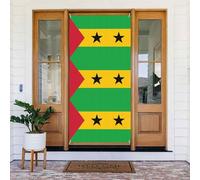 Drapeau de Sao Tomé-et-Principe - Couverture de porte décorée - Bannière imprimée - À suspendre au mur - Décoration de fête