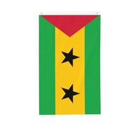 Drapeau de Sao Tomé et Principe de 0,9 x 1,5 m. Imprimé double face, vertical, tissu 100 % polyester, couleurs vives et durables.