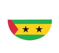 Drapeau de Sao Tomé et Principe en demi-cercle à suspendre pour l'extérieur