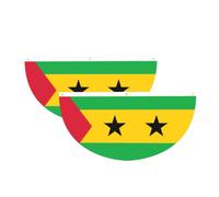 Drapeau de Sao Tomé et Principe en demi-cercle à suspendre pour l'extérieur | Lot de 2 bannières imperméables et durables à 3 œillets pour porche, clôture et balcon. Événements patriotiques de la fête