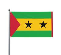 Drapeau de Sao Tomé-et-Principe imprimé sur un seul côté, 0,9 x 1,5 m, léger et fluide, adapté pour une utilisation en intérieur et en extérieur.