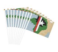 Drapeau de Sao Tomé-et-Principe Map03 - Drapeau portable - Pour décoration d'événements - Utilisation polyvalente - Activités de groupe