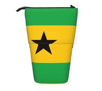 Drapeau de Sao Tomé et Principe Trousse à Crayons Extensible Support Multi-Design Tissu Oxford Hauteur Réglable Trousse Cosmétique Multi-Usages