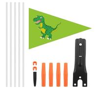 Drapeau de sécurité de Grande Taille - Drapeau de Cyclisme en Forme de crâne et dinasur illustré pour | Drapeaux en PVC et Fibre de Verre avec mât à 5 Sections | Drapeau de visibilité