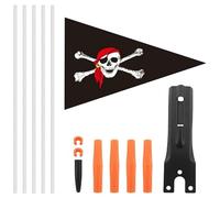 Drapeau de sécurité du vélo - drapeau d'écharpe rouge pirate | Pirate Red Bandana Bunting Flags | Matériau en verre en fibre PVC, drapeaux extérieurs de hauteur réglable avec poteaux pour les remorque