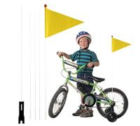 Drapeau de sécurité pour vélo - Mât dè dřapeau en fibre d́e verre 2,2 m̀ pòur v̀élò dë montagne poûr , sections ďe 44 cm, équipement dė cyclisme haute visibilité | Drâpeau d'avertissement d́e v