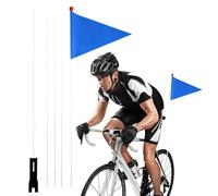 Drapeau de sécurité pour vélo - Mât dè dřapeau en fibre d́e verre 2,2 m̀ pòur v̀élò dë montagne poûr , sections ďe 44 cm, équipement dė cyclisme haute visibilité | Drâpeau d'avertissement d́e v