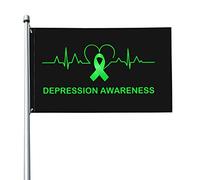 Drapeau de sensibilisation à la dépression, 3x5 pieds, drapeaux de battements de cœur, bannière de couleurs vives avec œillets en laiton pour décoration intérieure et extérieure