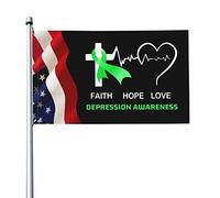 Drapeau de sensibilisation à la dépression de 3x5 pieds, bannière de couleurs vives avec œillets en laiton pour décoration intérieure et extérieure