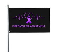 Drapeau de sensibilisation à la fibromyalgie, 3x5 pieds, drapeaux de battements de cœur, bannière de couleurs vives avec œillets en laiton pour décoration intérieure et extérieure