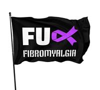 Drapeau de sensibilisation à la fibromyalgie Fuck 3x5 pieds, couleurs vives et résistant à la décoloration aux UV, bannières murales pour l'extérieur et l'intérieur