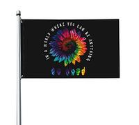 Drapeau de sensibilisation à la surdité en langue des signes « Soyez gentil » ASL 3 x 5 pieds avec deux œillets en laiton, double couture, couleurs vives, anti-décoloration