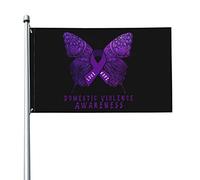 Drapeau de sensibilisation à la violence domestique 3 x 5 pieds avec deux œillets en laiton, double couture, couleur vive, anti-décoloration