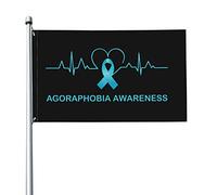 Drapeau de sensibilisation à l'agoraphobie, 3x5 pieds, drapeaux de battement de cœur, bannière de couleurs vives avec œillets en laiton pour décoration intérieure et extérieure