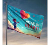 Drapeau de sensibilisation à l'autisme avec inscription « You Are My Heart » - Décoration amusante pour dortoir - 30 x 45 cm