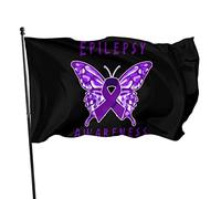 Drapeau de sensibilisation à l'épilepsie 3 x 5 pieds avec deux œillets en laiton, double couture, couleurs vives, anti-décoloration