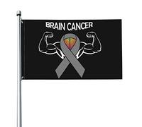 Drapeau de sensibilisation au cancer du cerveau 3 x 5 pieds Bannière Affiche Toile de fond décorative Décoration murale Polyester S'applique au jardin Cour Maison Dindoor Extérieur