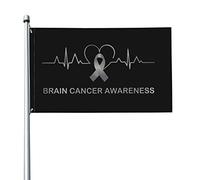 Drapeau de sensibilisation au Cancer du cerveau, 3x5 pieds, drapeaux de battements de cœur, bannière de couleurs vives avec œillets en laiton pour décoration intérieure et extérieure
