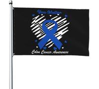 Drapeau de sensibilisation au cancer du côlon, bannière de 1,2 m x 1,8 m, décoration extérieure pour patio, pelouse et jardin, couleurs vives et résistantes à la décoloration