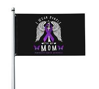 Drapeau de sensibilisation au cancer du pancréas « Je porte du violet pour ma mère » 3 x 5 pieds avec deux œillets en laiton, double couture, couleurs vives, anti-décoloration