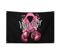 Drapeau de sensibilisation au cancer du sein avec gants de boxe et ruban rose, bannière de jardin de 90 x 150 cm avec 4 trous, décoration intérieure et extérieure pour la maison