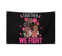 Drapeau de sensibilisation au cancer du sein « Ensemble, nous luttons contre le cancer du sein » 3 x 5 pieds Bannière de jardin avec 4 trous Décoration intérieure et extérieure pour la maison