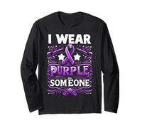 Drapeau de sensibilisation au suicide « I Wear Teal Purple For Someone I Miss Suicide » Manche Longue