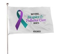 Drapeau de sensibilisation aux soins palliatifs et aux soins palliatifs, ruban violet et vert, bannière extérieure, décoration de fête, tapisserie murale 35 x 59 po