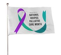 Drapeau de sensibilisation aux soins palliatifs et aux soins palliatifs, ruban violet et vert, bannière extérieure, décoration de fête, tapisserie murale 35 x 59 po