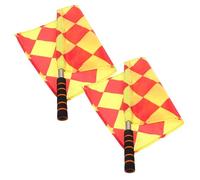 Drapeau de Signalisation D’arbitre de Football 2 Pièces | Usage Sport et Arbitrage, Signal Visuel, Tige Métal, Tissu Polyester, pour Matchs et Courses