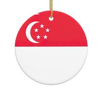 Drapeau de Singapour Décoration de Noël à suspendre Cadeaux de Noël L'Étrange de Monsieur Jack Ornements ronds en porcelaine