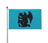 Drapeau de soldats angéliques agenouillés, fusils inclinés, 90 x 150 cm, double face, résistant, pour extérieur, décoration de fête à domicile ou de terrasse.