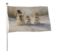Drapeau de style vintage Famille de bonshommes de neige - 9,1 x 1,5 m - Pour jardin, cour, porche, pelouse, ferme