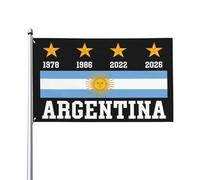 Drapeau de supporter Argentine 4 étoiles 2026, ballon de football, coupe 26, bannière 3x5, drapeau d'extérieur pour jardin