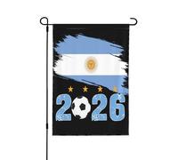 Drapeau de supporter de l'Argentine 4 étoiles 2026, ballon de football, Coupe du monde 2026, 30 x 55 cm, double face, sans mât.