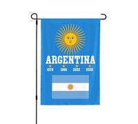 Drapeau de supporter de l'Argentine 4 étoiles 2026, ballon de football, Coupe du monde 2026, 30 x 55 cm, double face, sans mât.