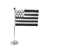 Drapeau de table Bretagne 21 x 14 cm avec mât et base en acier pour salle de réunion (Bretagne)