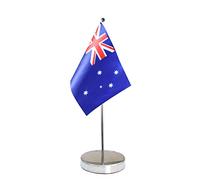 Drapeau de table de l'Australie - 22,9 x 15,2 cm - Avec base en acier inoxydable et mât réglable