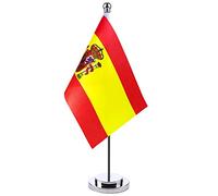 Drapeau de table espagnol en acier inoxydable avec support pour vétérans, bureau, maison, conférence internationale, fête sur le thème de l'Espagne, décoration de table de conférence