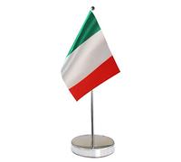 Drapeau De Table Italie 9 "x 6" - Petit Drapeaux de Bureau Italien Contient Mât de Drapeau et Piédestal
