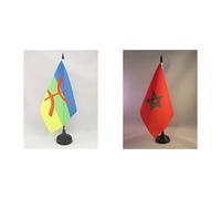Drapeau de table Kabylie 21x14cm - PETIT Drapeaux DE BUREAU kabyle - Algérie berbère 14 x 21 cm - AZ FLAG & Drapeau de table Maroc 21x14cm - PETIT Drapeaux DE BUREAU marocain 14 x 21 cm - AZ FLAG