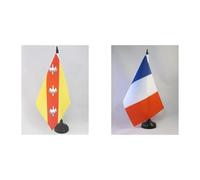 Drapeau de table Lorraine 21x14cm - PETIT Drapeaux DE BUREAU lorrain - France 14 x 21 cm - AZ FLAG & Drapeau de table France 21x14cm - PETIT Drapeaux DE BUREAU français 14 x 21 cm - AZ FLAG