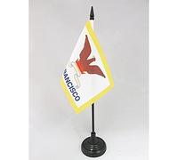 AZ FLAG - Drapeau De Table San Francisco - 15x10 cm - Mini Drapeau De La Ville De San Francisco De Bureau 100% Polyester Avec Hampe De 25cm Et Socle En Plastique Noir
